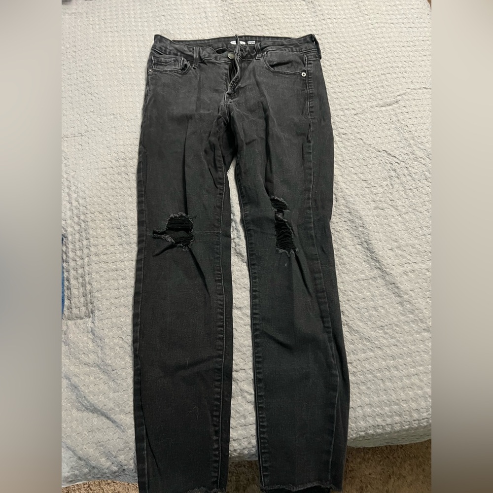 Old Navy Women's Black Ripped Skinny Jeans